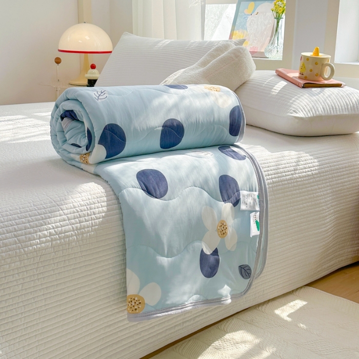 91家纺网 家纺一手货源 找家纺 啊雅家居 2025新款凉感丝夏凉被冰淇淋夏被 凉圈圈兰