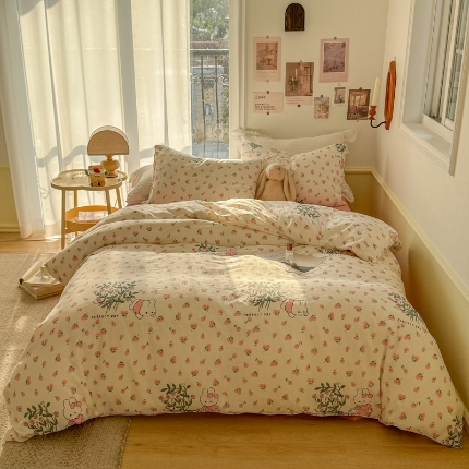 91家纺网 家纺一手货源 找家纺 TT.one 塔塔家居 2025新款云朵皱皱棉四件套 兔兔莓莓