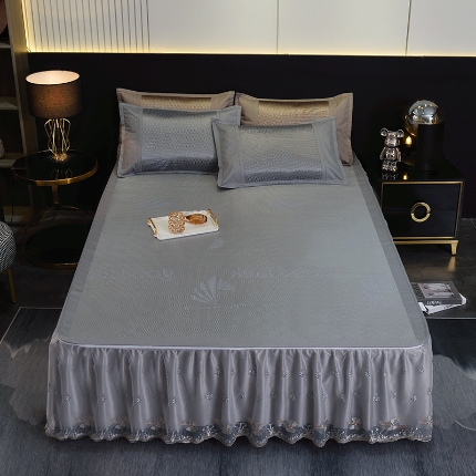 91家纺网 家纺一手货源 找家纺 （总）2024冰丝凉席双面四季正反裸睡两用可水洗机洗折叠三件套学生宿舍床裙款