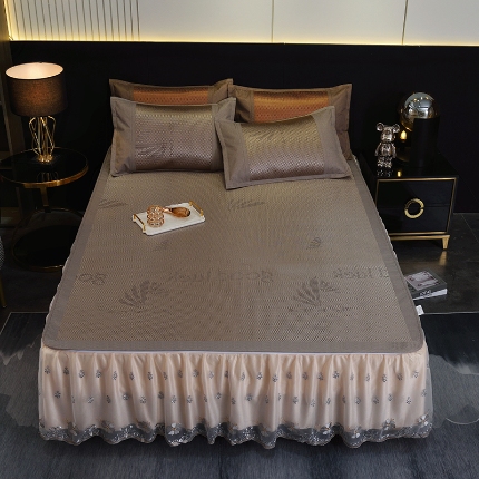 91家纺网 家纺一手货源 找家纺 （总）2024冰丝凉席双面四季正反裸睡两用可水洗机洗折叠三件套学生宿舍床裙款