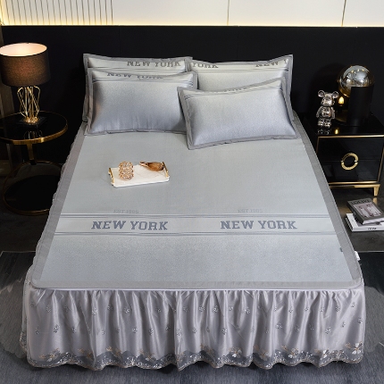 91家纺网 家纺一手货源 找家纺 （总）2024冰丝凉席双面四季正反裸睡两用可水洗机洗折叠三件套学生宿舍床裙款