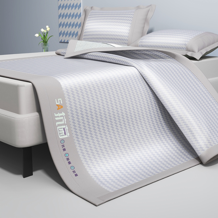 91家纺网 家纺一手货源 找家纺 （总）2024冰丝凉席双面四季正反裸睡两用可水洗机洗折叠三件套学生宿舍普通款