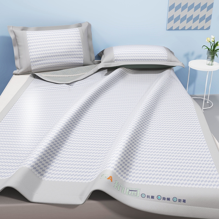 91家纺网 家纺一手货源 找家纺 （总）2024冰丝凉席双面四季正反裸睡两用可水洗机洗折叠三件套学生宿舍普通款