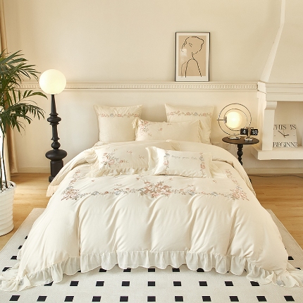 91家纺网 家纺一手货源 找家纺 （总）【2024】全棉皇妃缎法式四件套长绒棉直播爆款