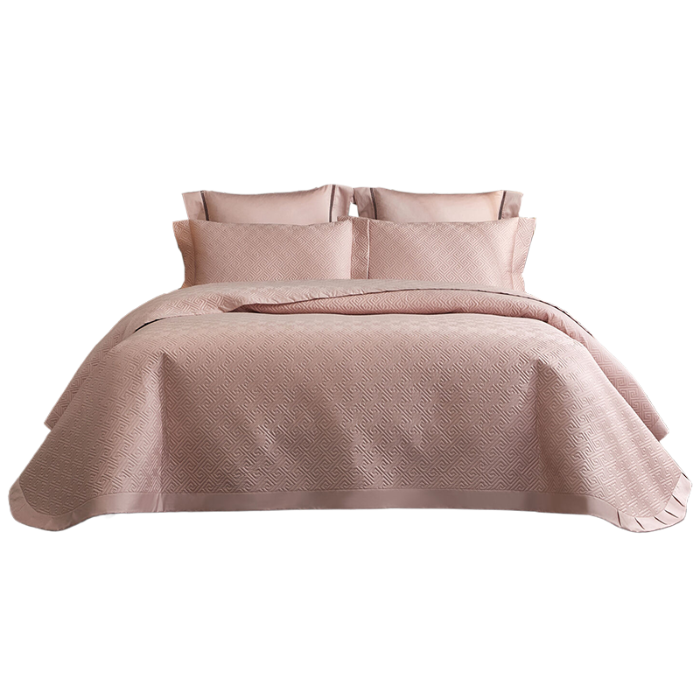 91家纺网 家纺一手货源 找家纺 【2024】50支全棉双面可用床盖三件套可购单件可选直角或者圆角 豆沙