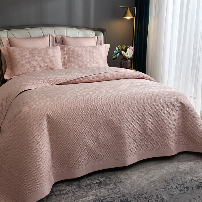 91家纺网 家纺一手货源 找家纺 【2024】50支全棉双面可用床盖三件套可购单件可选直角或者圆角 豆沙