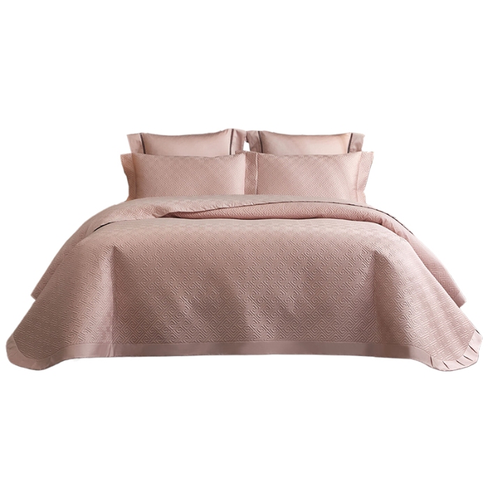 91家纺网 家纺一手货源 找家纺 【2024】50支全棉双面可用床盖三件套可购单件可选直角或者圆角 豆沙