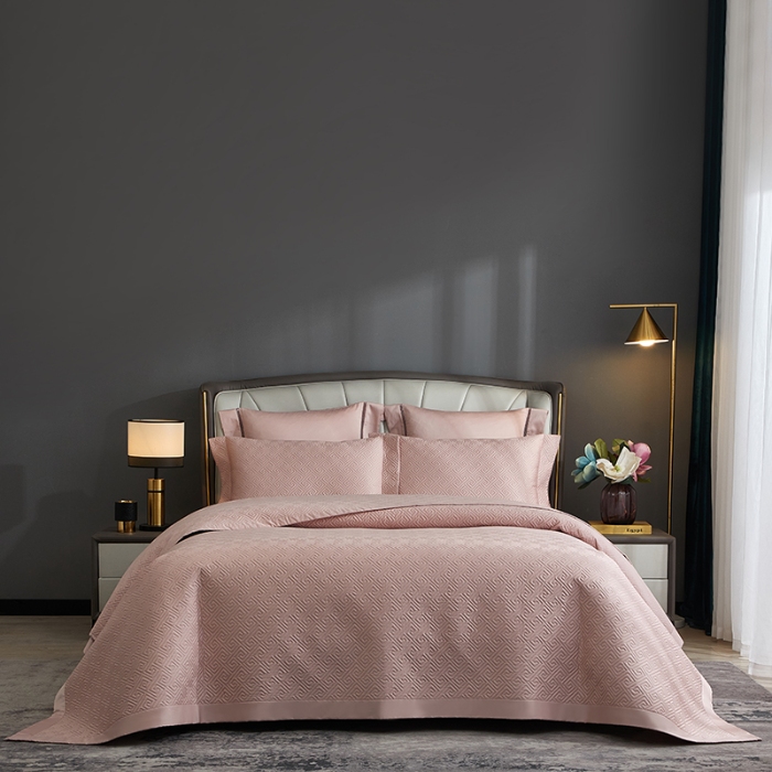 91家纺网 家纺一手货源 找家纺 【2024】50支全棉双面可用床盖三件套可购单件可选直角或者圆角 豆沙