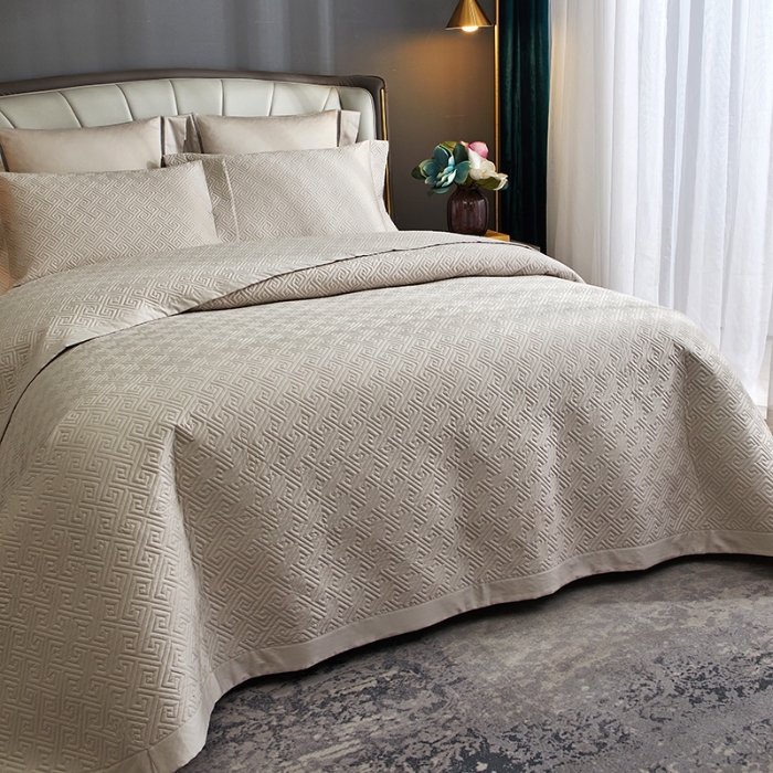 91家纺网 家纺一手货源 找家纺 【2024】50支全棉双面可用床盖三件套可购单件可选直角或者圆角 香槟