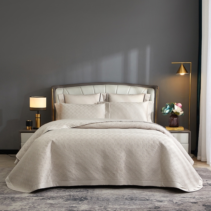 91家纺网 家纺一手货源 找家纺 【2024】50支全棉双面可用床盖三件套可购单件可选直角或者圆角 香槟