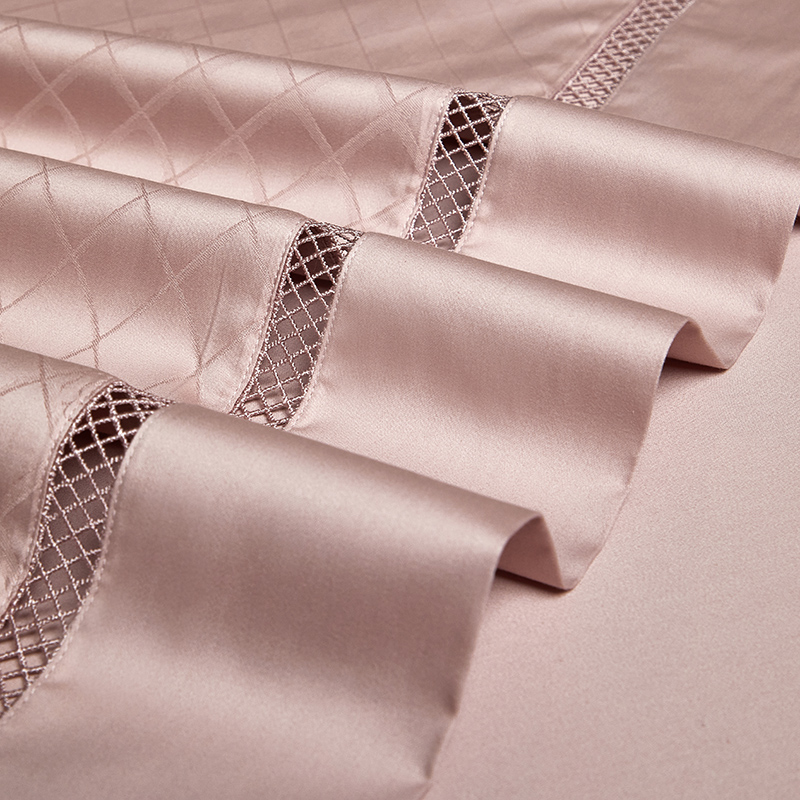 91家纺网 家纺一手货源 找家纺 【2024】100S100支全棉提花四件套长绒棉可定制直播爆款外贸 佳丽豆沙