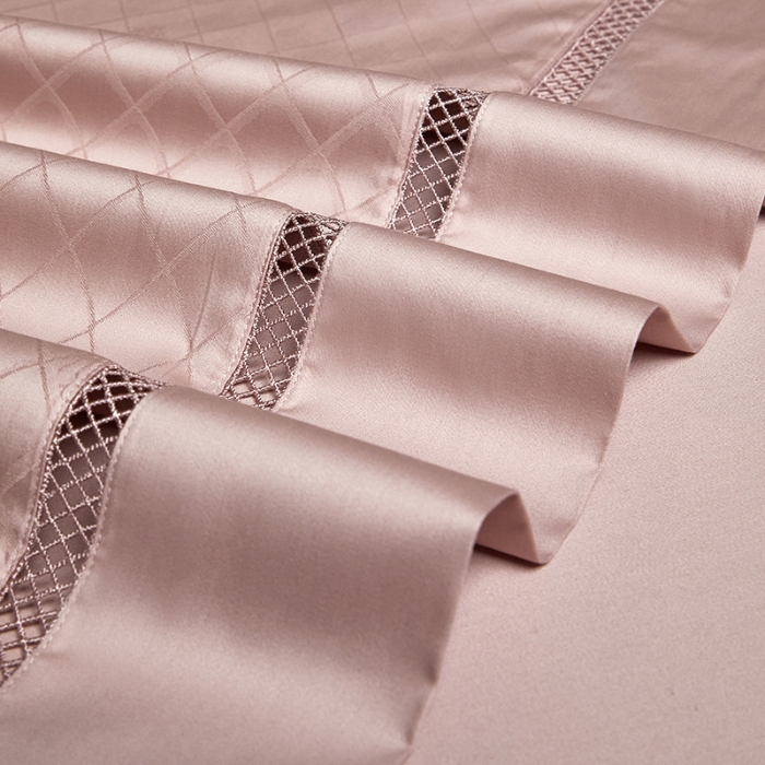 91家纺网 家纺一手货源 找家纺 【2024】100S100支全棉提花四件套长绒棉可定制直播爆款外贸 佳丽豆沙