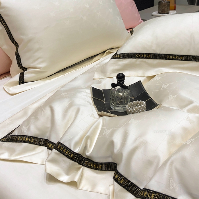 91家纺网 家纺一手货源 找家纺 黑白森林2024款 100S支天丝棉提花四件套天丝全棉