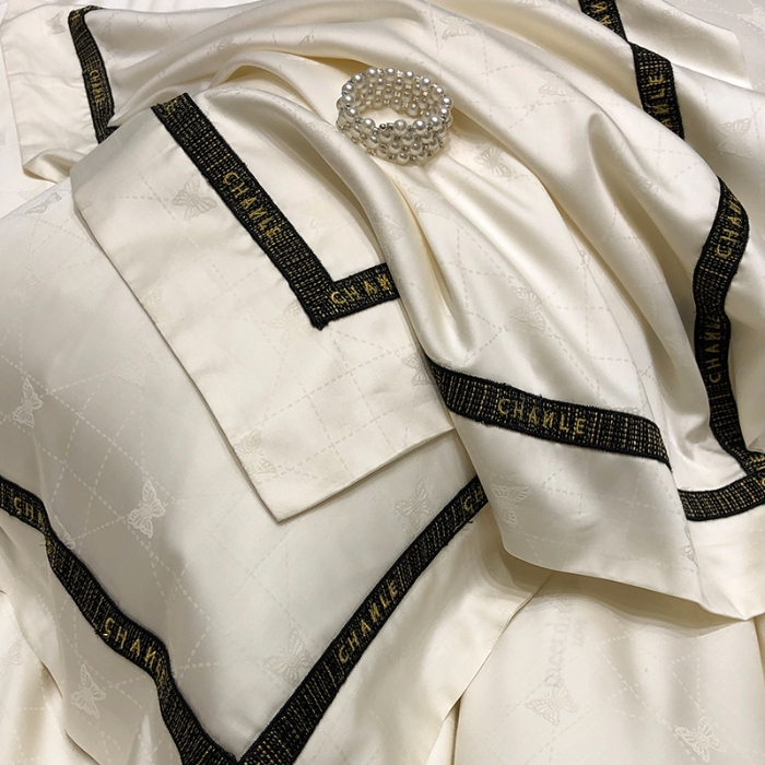 91家纺网 家纺一手货源 找家纺 黑白森林2024款 100S支天丝棉提花四件套天丝全棉