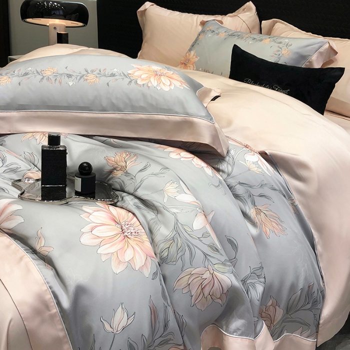 91家纺网 家纺一手货源 找家纺 黑白森林2024款 60S支兰精天丝数码印花四件套