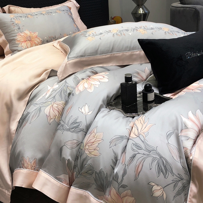 91家纺网 家纺一手货源 找家纺 黑白森林2024款 60S支兰精天丝数码印花四件套