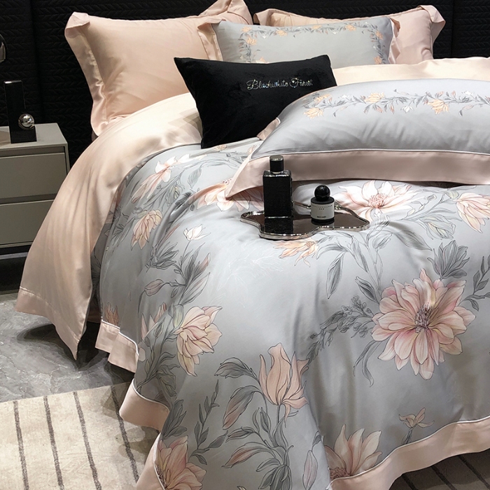 91家纺网 家纺一手货源 找家纺 黑白森林2024款 60S支兰精天丝数码印花四件套