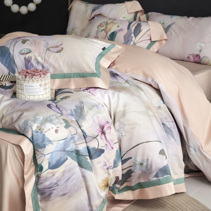 91家纺网 家纺一手货源 找家纺 （总）薏思家纺 2025新款100支澳棉数码印花双飞边全棉四件套