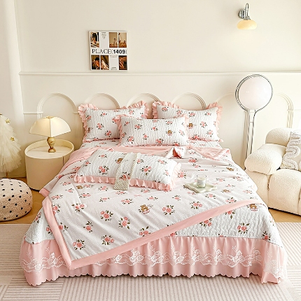 91家纺网 家纺一手货源 找家纺 （总）苏米娜2024A类母婴级泡泡纱泡泡棉床盖款夏被四件套纯棉全棉双层纱棉麻小竺棉夏凉被子