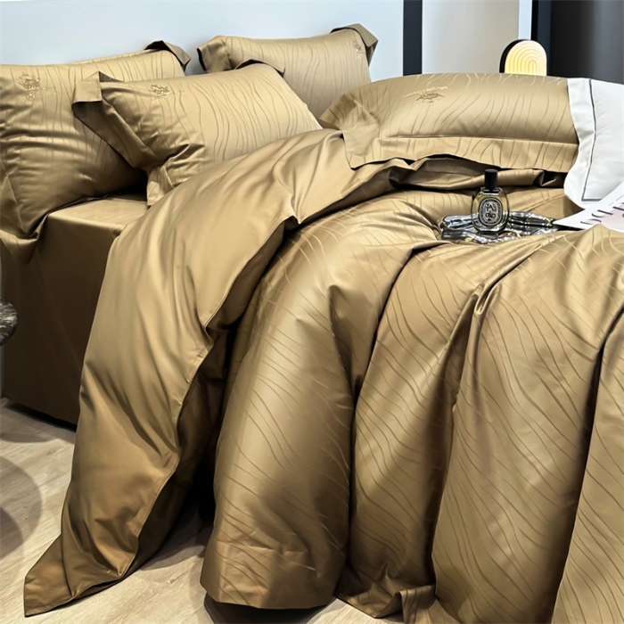 91家纺网 家纺一手货源 找家纺 2025新款长绒棉全棉提花烫钻四件套--黛娜系列 冰咖啡