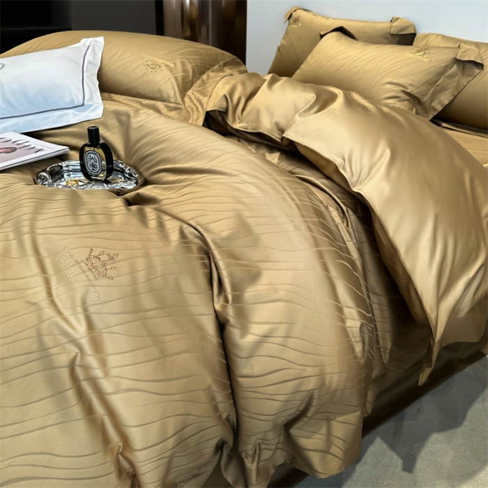 91家纺网 家纺一手货源 找家纺 2025新款长绒棉全棉提花烫钻四件套--黛娜系列 冰咖啡