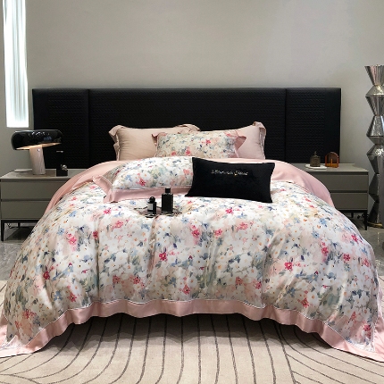 91家纺网 家纺一手货源 找家纺 黑白森林2024款 60S支兰精天丝数码印花四件套