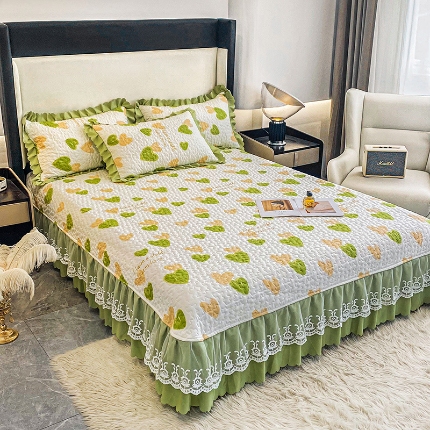 91家纺网 家纺一手货源 找家纺 （总）漫布云2025春夏A类小清新双层纱棉麻泡泡棉床盖三件套有氧提花小竺棉纯棉全棉泡泡纱床盖三件套