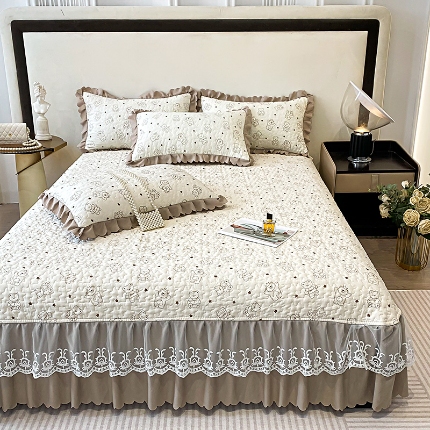 91家纺网 家纺一手货源 找家纺 （总）漫布云2025春夏A类小清新双层纱棉麻泡泡棉床盖三件套有氧提花小竺棉纯棉全棉泡泡纱床盖三件套