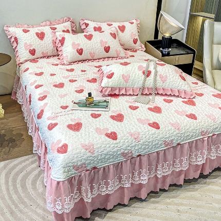 91家纺网 家纺一手货源 找家纺 （总）漫布云2025春夏A类小清新双层纱棉麻泡泡棉床盖三件套有氧提花小竺棉纯棉全棉泡泡纱床盖三件套