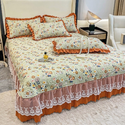 91家纺网 家纺一手货源 找家纺 （总）漫布云2025春夏A类小清新双层纱棉麻泡泡棉床盖三件套有氧提花小竺棉纯棉全棉泡泡纱床盖三件套