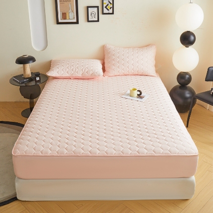 91家纺网 家纺一手货源 找家纺 雅萱 2024新款全棉大豆床笠 全棉床笠粉色