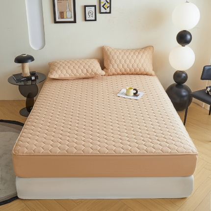 91家纺网 家纺一手货源 找家纺 雅萱 2024新款全棉大豆床笠 全棉床笠驼色