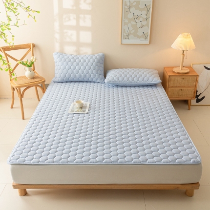 91家纺网 家纺一手货源 找家纺 雅萱 2024新款A类原棉胶质床垫 胶质床垫灰蓝