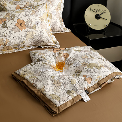 91家纺网 家纺一手货源 找家纺 亚龙工厂店 2024新款水洗真丝夏被四件套 织梦棕