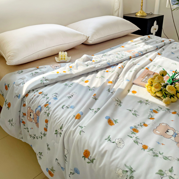 91家纺网 家纺一手货源 找家纺 亚龙工厂店 2024新款凉感丝抗菌冰皮小凉被 爱心小熊