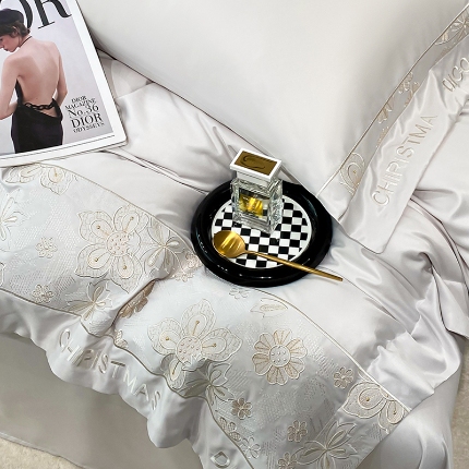 91家纺网 家纺一手货源 找家纺 （总）奥汀洛2025新款凉感水洗真丝刺绣冰丝床单床笠四件套-黛菲