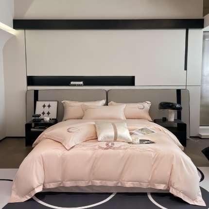 91家纺网 家纺一手货源 找家纺 （总）魅都 100s新款阿克苏长绒棉刺绣轻奢风四件套