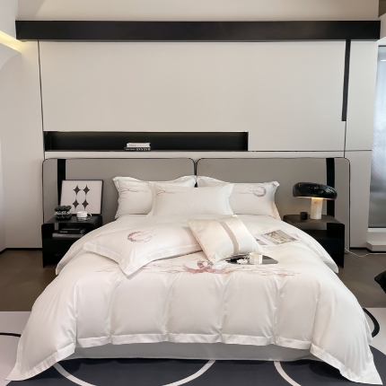 91家纺网 家纺一手货源 找家纺 （总）魅都 100s新款阿克苏长绒棉刺绣轻奢风四件套