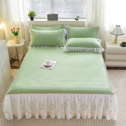 91家纺网 家纺一手货源 找家纺 （总）雪夫人 2024新款冰豆豆凉席床裙床笠款夏被四件套