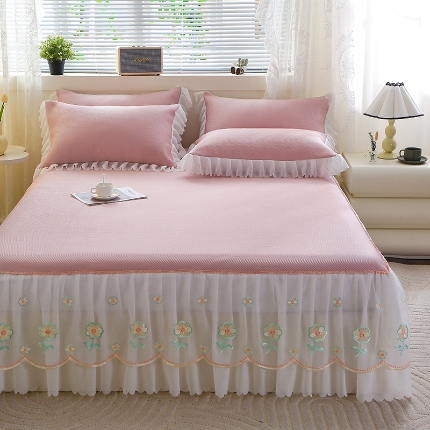 91家纺网 家纺一手货源 找家纺 （总）雪夫人 2024新款冰豆豆凉席床裙床笠款夏被四件套