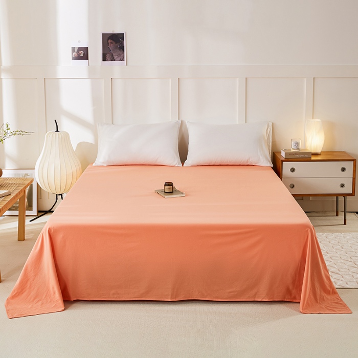 91家纺网 家纺一手货源 找家纺 凡客 2024新款全棉色织水洗棉床单 漫彩—橘