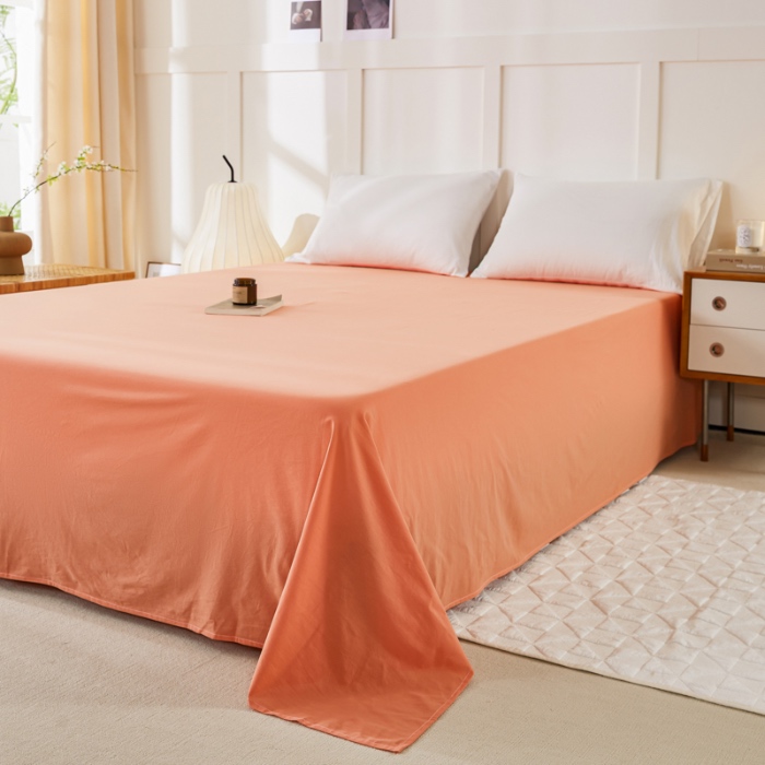 91家纺网 家纺一手货源 找家纺 凡客 2024新款全棉色织水洗棉床单 漫彩—橘