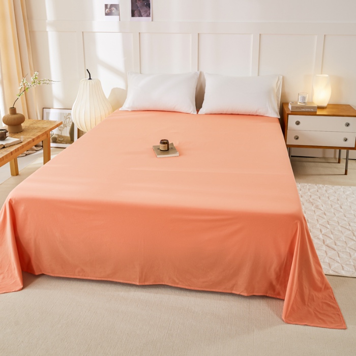 91家纺网 家纺一手货源 找家纺 凡客 2024新款全棉色织水洗棉床单 漫彩—橘