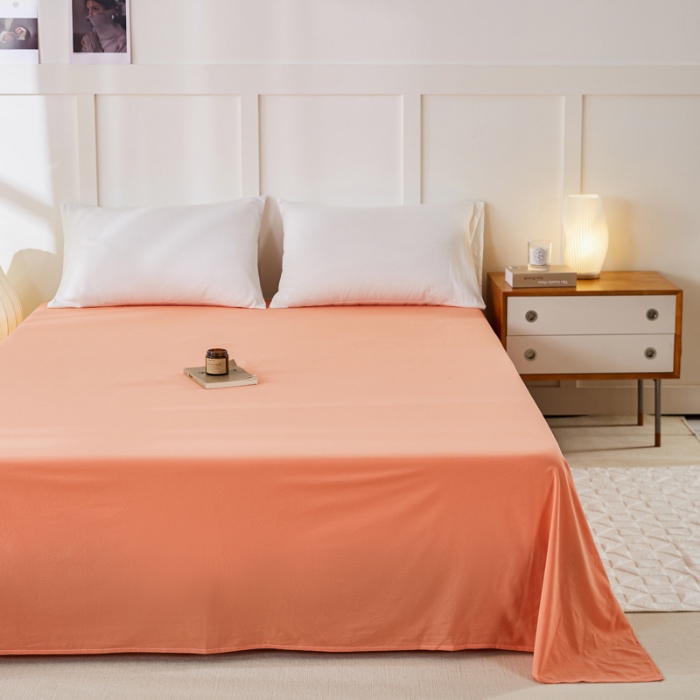 91家纺网 家纺一手货源 找家纺 凡客 2024新款全棉色织水洗棉床单 漫彩—橘