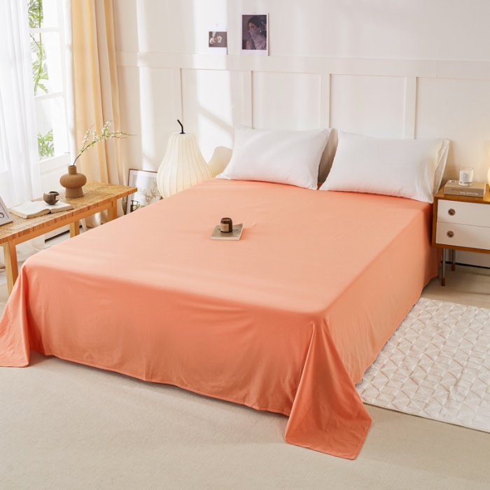 91家纺网 家纺一手货源 找家纺 凡客 2024新款全棉色织水洗棉床单 漫彩—橘