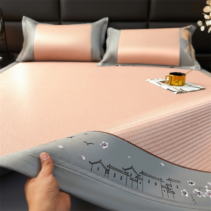 91家纺网 家纺一手货源 找家纺  恒爱 2024新款冰藤凉席 江南-玉色