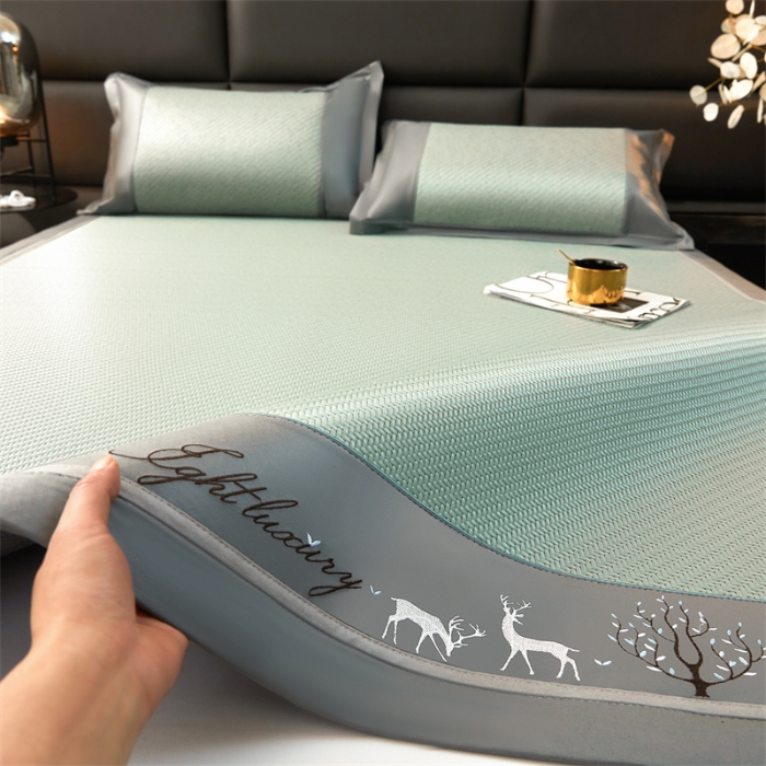 91家纺网 家纺一手货源 找家纺  恒爱 2024新款冰藤凉席 小鹿-草绿