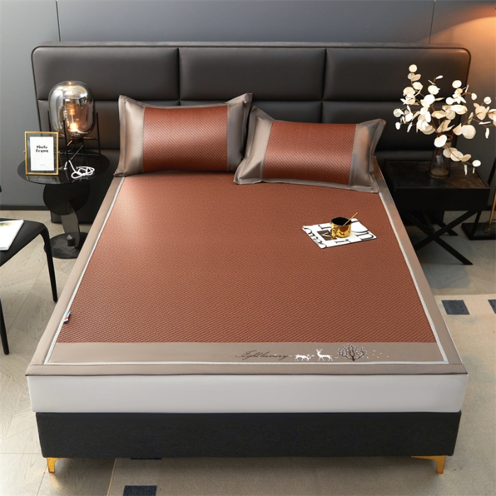 91家纺网 家纺一手货源 找家纺  恒爱 2024新款冰藤凉席 小鹿-咖