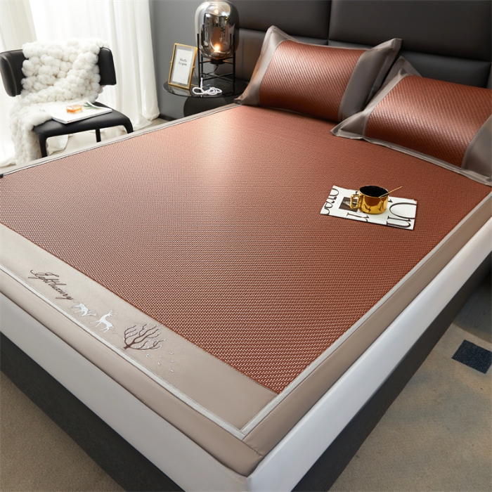 91家纺网 家纺一手货源 找家纺  恒爱 2024新款冰藤凉席 小鹿-咖