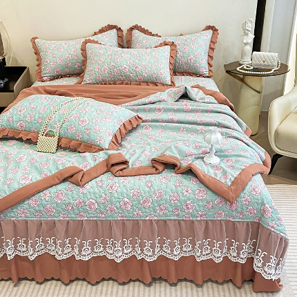 91家纺网 家纺一手货源 找家纺 （总）漫布云A类双层纱棉麻床盖款夏被四件套水洗棉泡泡纱泡泡棉小竺棉夏被床盖款四件套 